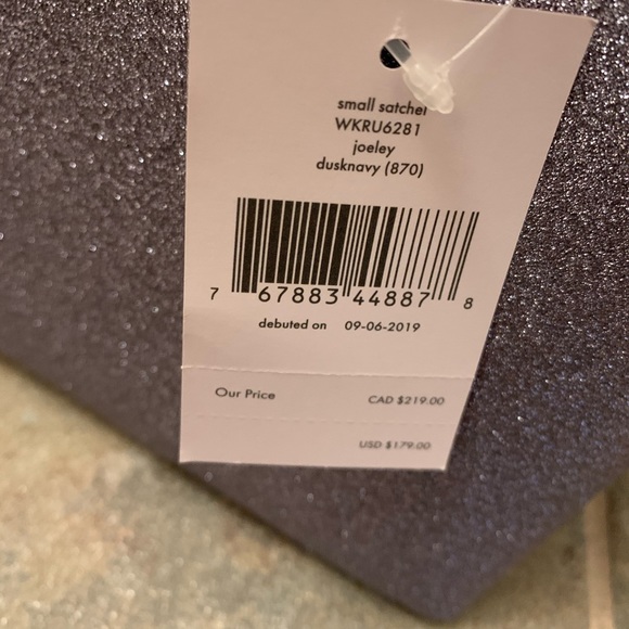 KATE SPADE GLITTER JOELEY SMALL SATCHEL DUSK NAVY - Picture 7 of 8